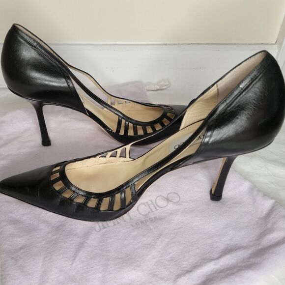 JIMMY CHOO black leather high heels - Picture 4 of 15